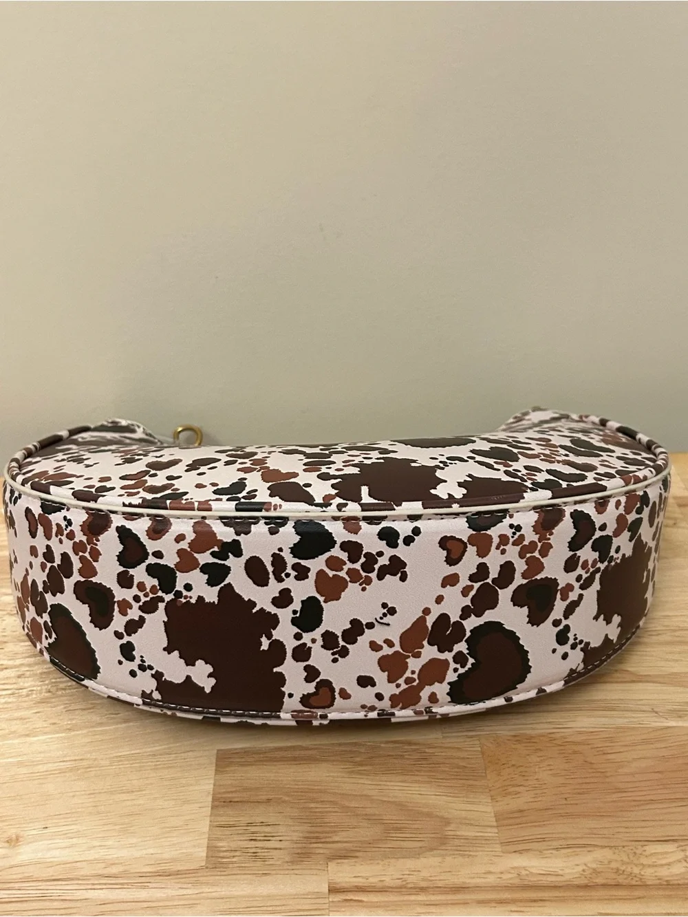 Betsey Johnson Brown & Cream Heart Print Hobo Bag